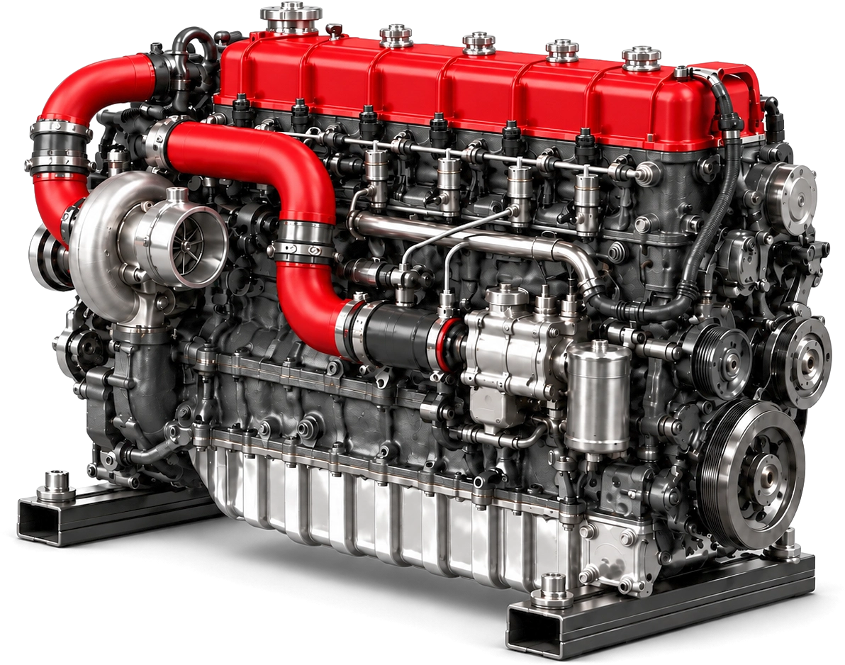 Illustration of a diesel engine