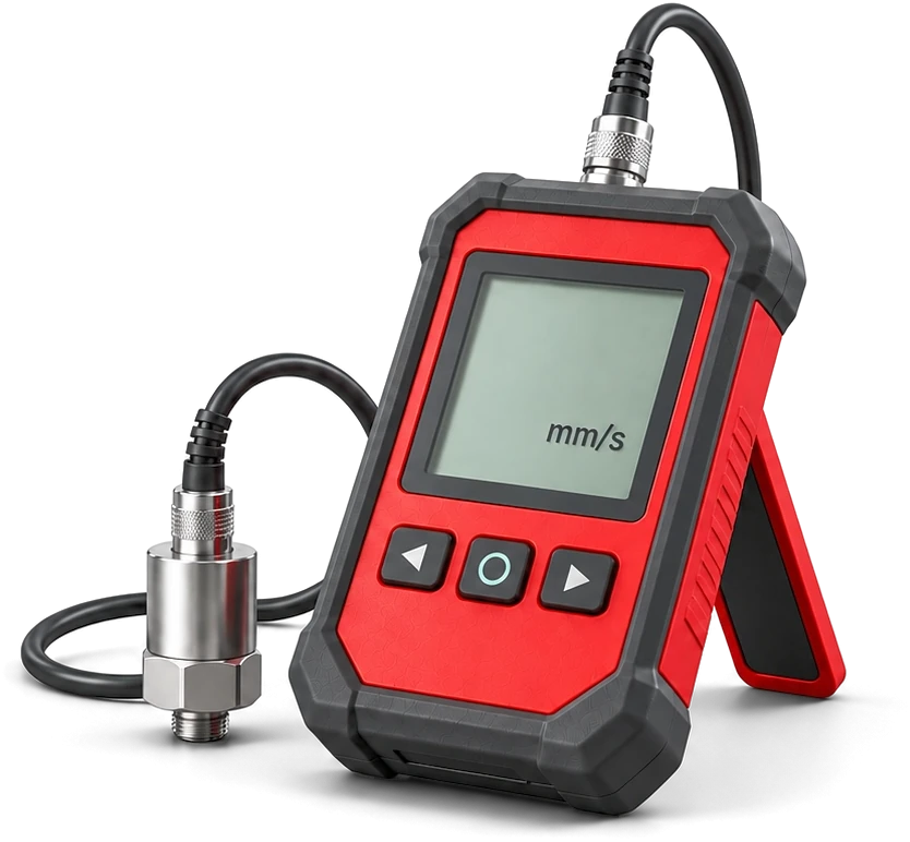 Vibration meter with the sensor connected